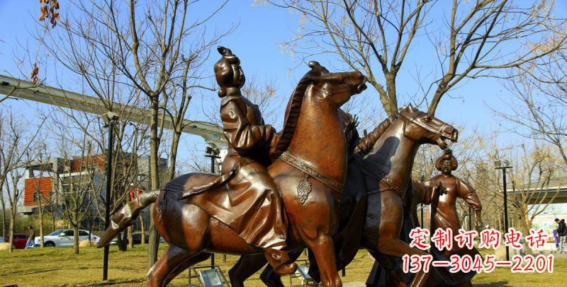内江公园古代女人骑马景观铜雕