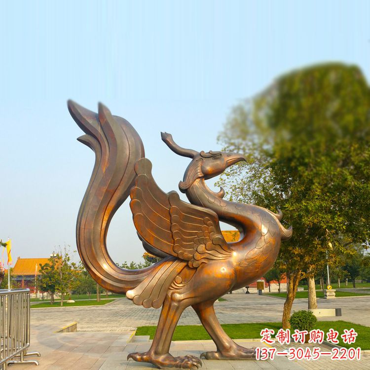 内江纯铜铸造的四灵之朱雀雕塑