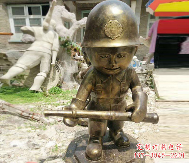 内江精致细腻的交通警察铜雕