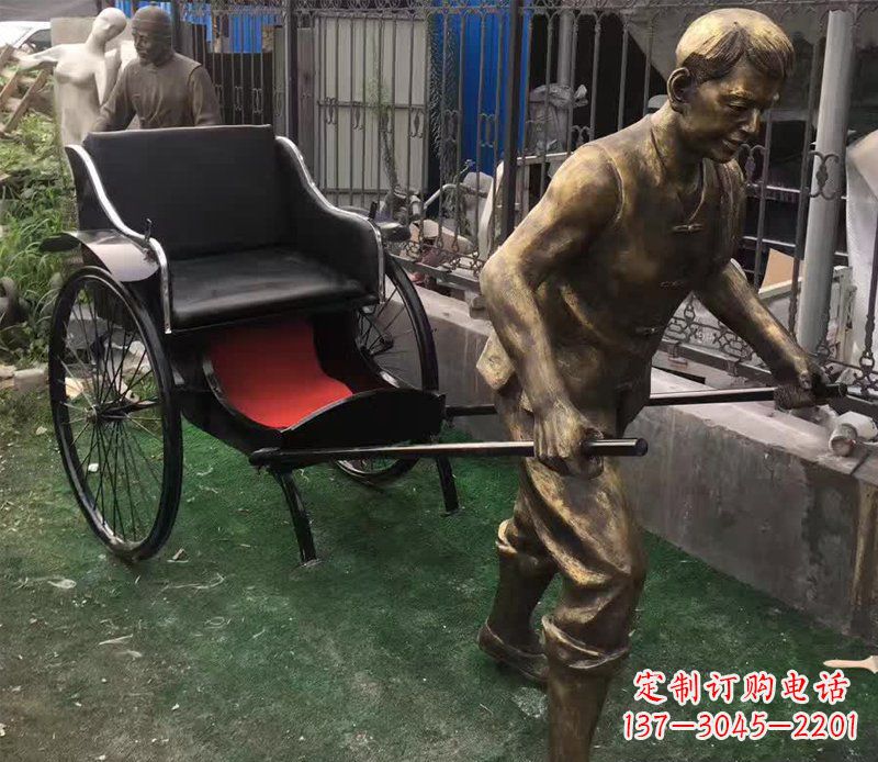 内江精美铜雕车夫人物雕塑