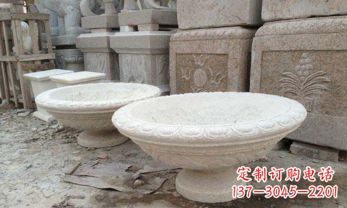 内江细腻雅致的大理石花盆石雕