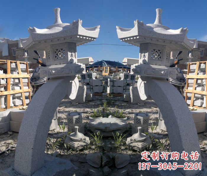 内江精美大理石镂空石灯雕塑