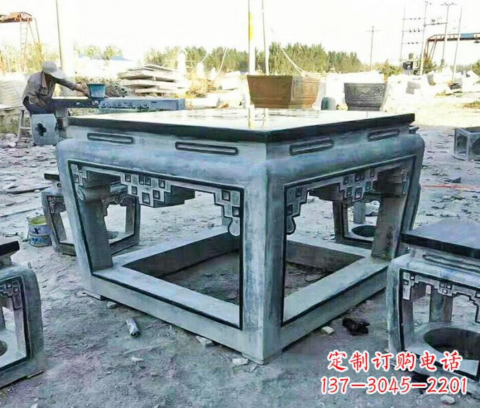 内江雕塑艺术方形石桌凳