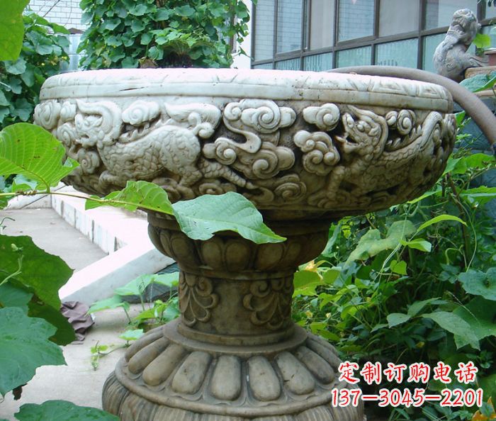 内江仿古花盆石雕艺术品