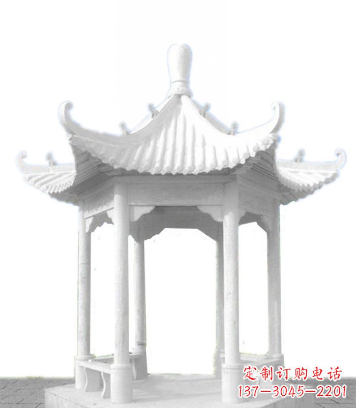 内江公园景观汉白玉石雕凉亭 (2)