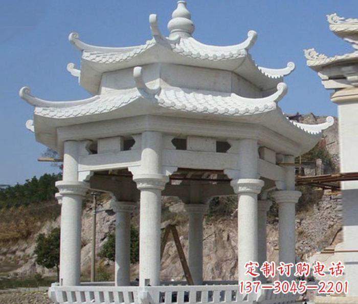 内江公园景观汉白玉石雕凉亭