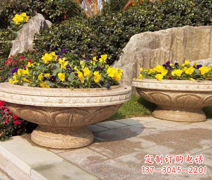 内江公园景观砂岩花盆石雕 (2)
