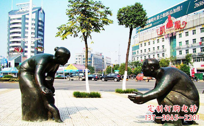 内江铜质小孩学走路雕塑