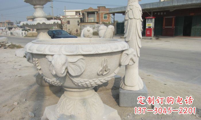 内江公园景观象头石雕水缸