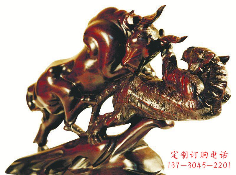 内江公园老虎和牛动物景观铜雕