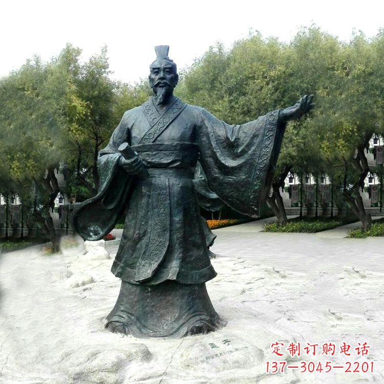 内江公园历史名人战国时期著名思想家孟子铜雕塑像