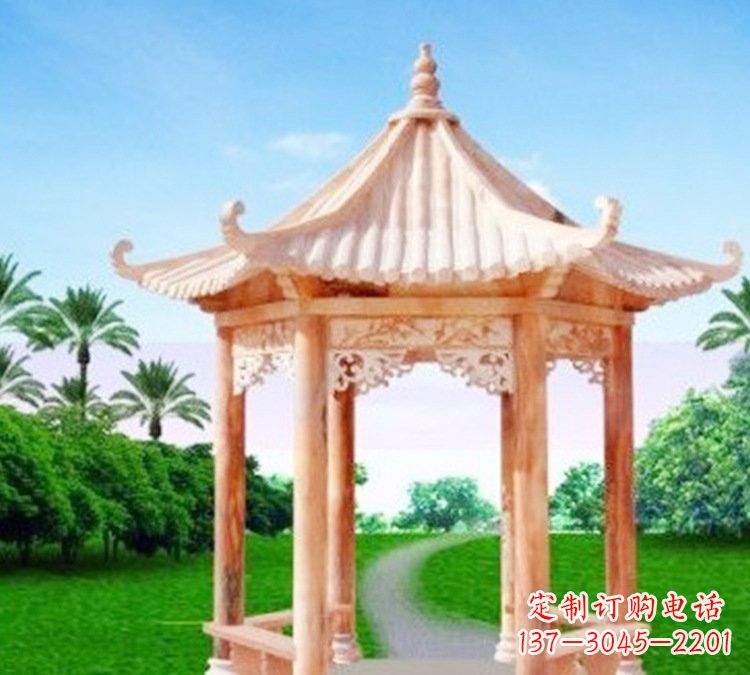 内江艺术精美的六角凉亭石雕