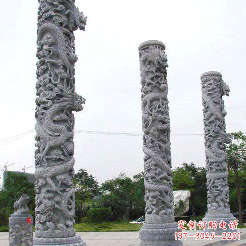 内江精美的公园景观龙柱雕塑