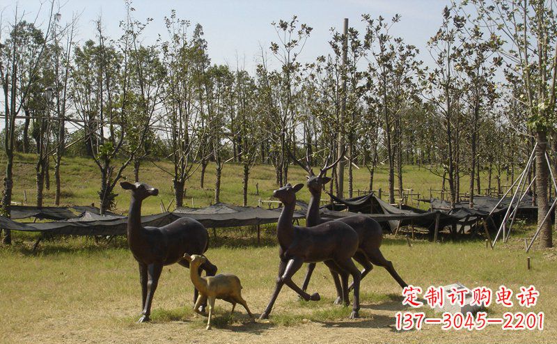 内江优雅雕塑-梅花鹿铜雕
