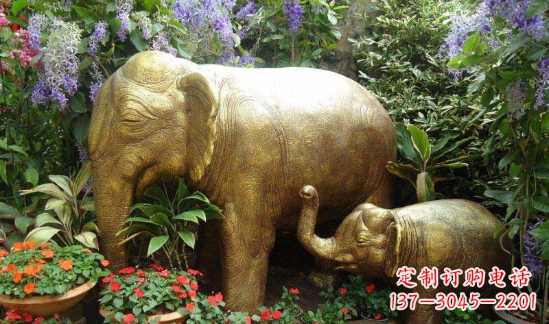 内江铜雕母子象艺术雕塑