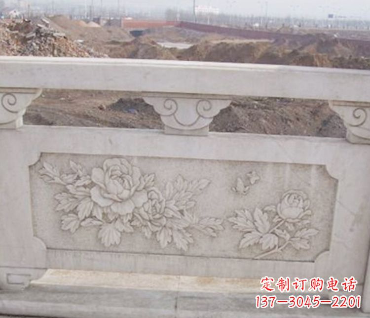 内江牡丹花浮雕石栏板景观雕塑