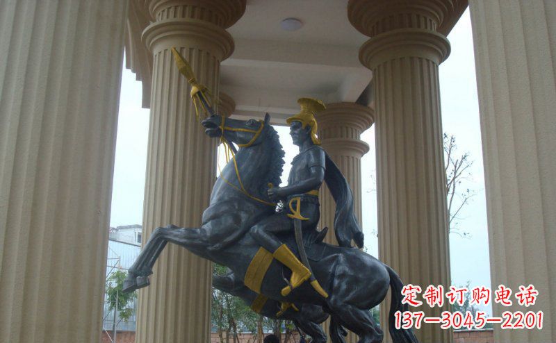 内江公园骑马的罗马士兵人物铜雕