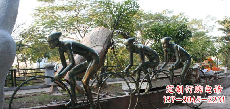 内江精致铜雕自行车景观雕塑