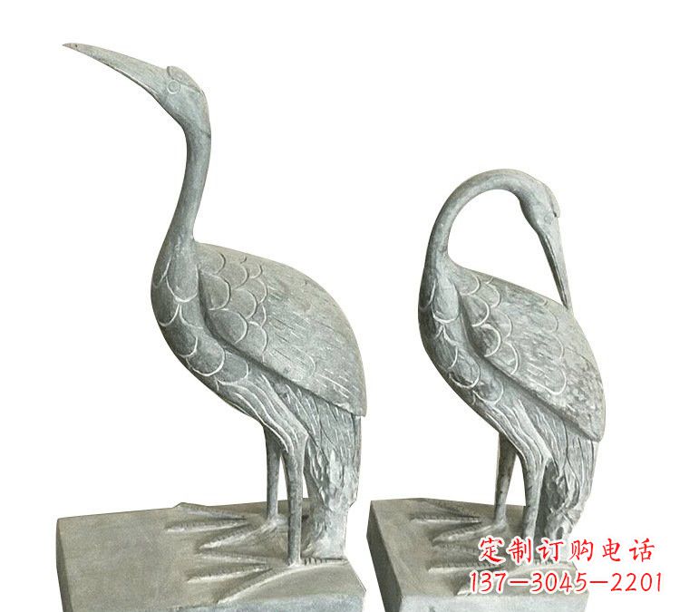 内江完美纯手工雕刻青石仿古丹顶鹤石雕
