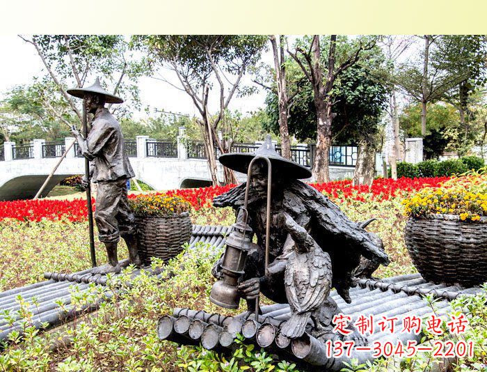 内江把渔民的生活经历融入雕塑——公园人物渔夫铜雕塑