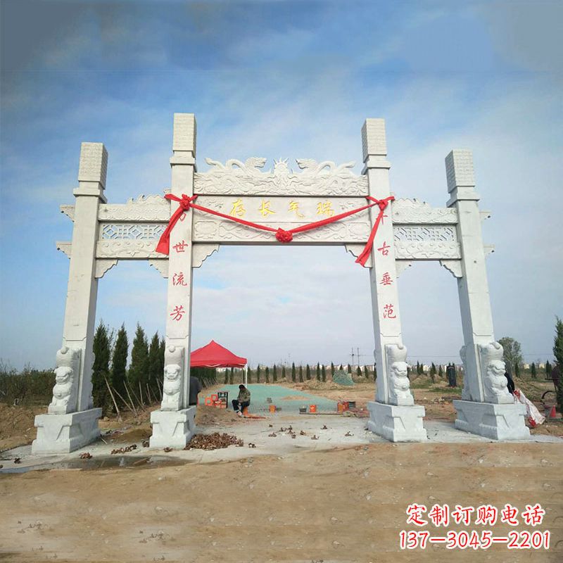 内江中领雕塑专业定制公园三间四柱牌坊雕塑