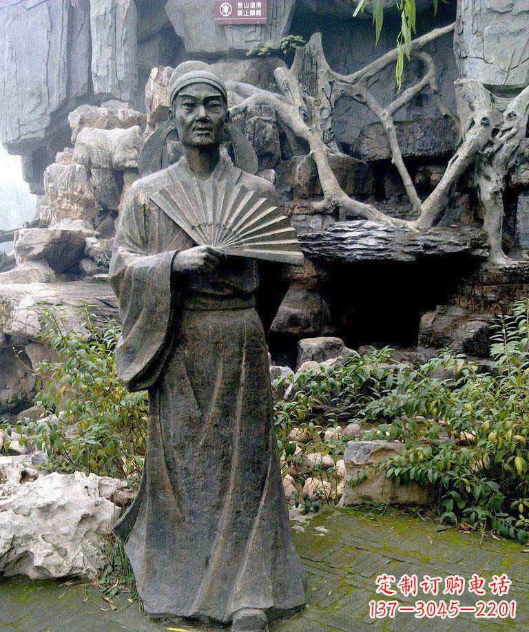 内江公园诗人杜甫古代人物铜雕