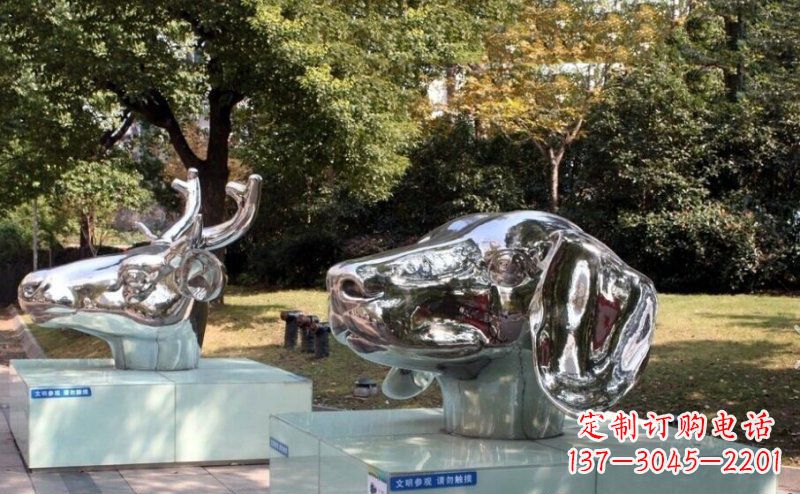 内江不锈钢十二生肖头像雕塑