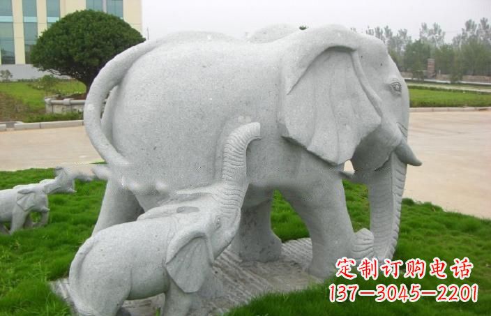 内江公园石雕母子大象