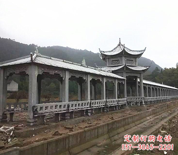内江中领雕塑定制精美的公园石雕亭子长廊