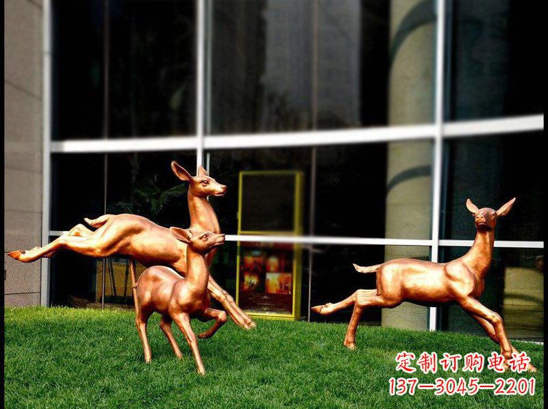 内江精美青铜动物雕塑——小鹿奔跑