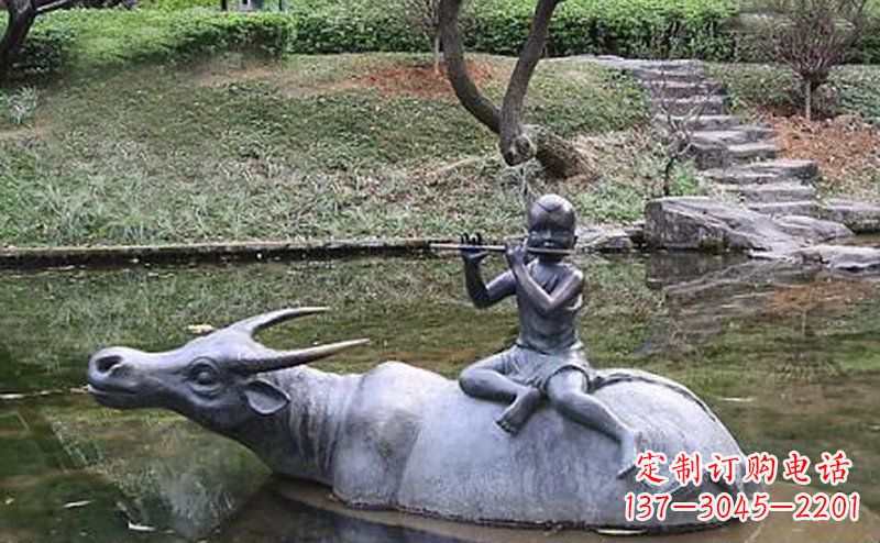 内江草原上的牧童铜雕