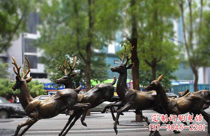内江艺术精美的铜雕群鹿动物雕塑
