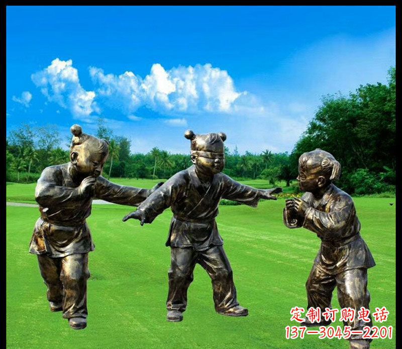 内江精致的儿童铜雕造型,增添公园乐趣
