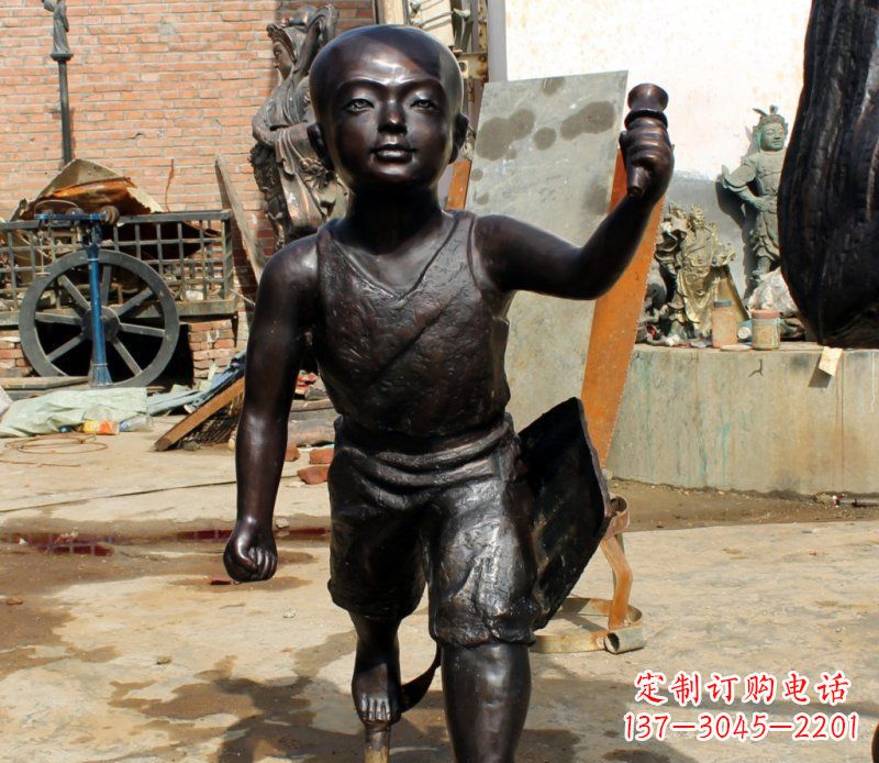 内江打造完美的小孩铜雕,让童趣活跃