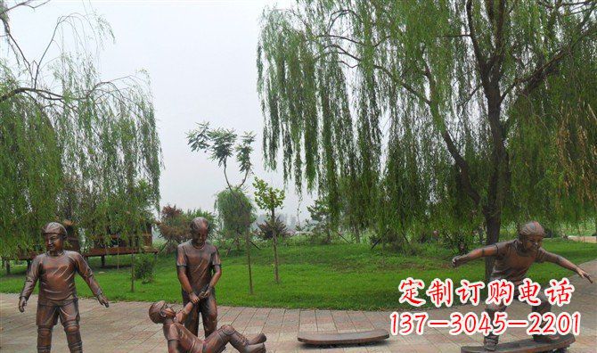 内江多彩童年,铜雕小孩游戏人物雕塑