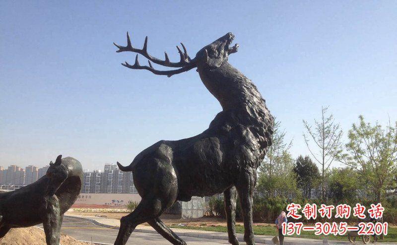 内江驯鹿精美铜雕