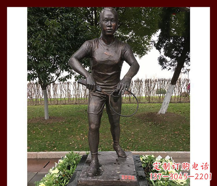 内江精致羽毛球运动员铜雕