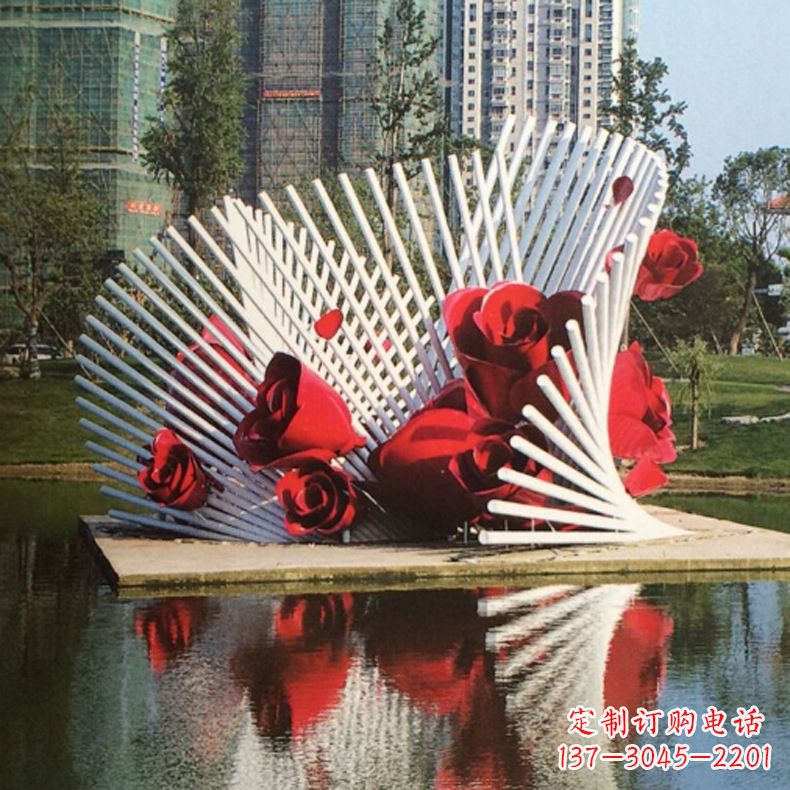 内江玫瑰之美,不锈钢艺术雕塑