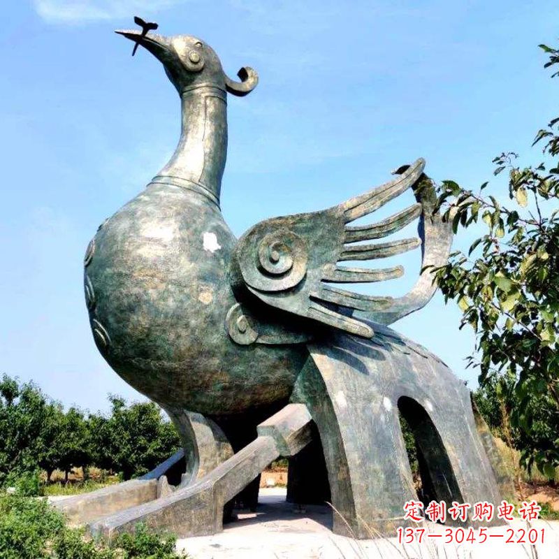 内江公园园林朱雀铜雕景观雕塑
