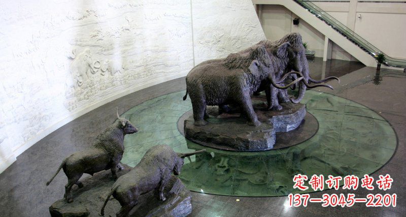 内江公园长毛象动物铜雕 (3)