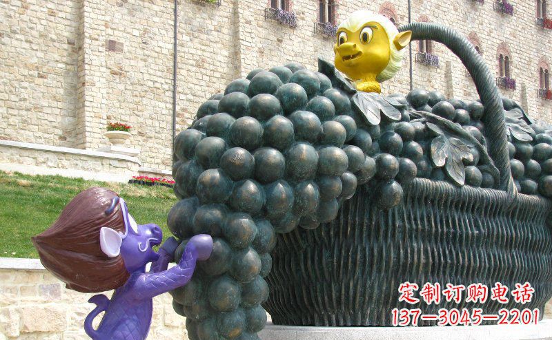 内江精致雕刻,定制葡萄花篮雕塑