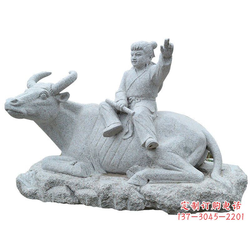内江牧童牛石雕塑,实现公园优雅美观