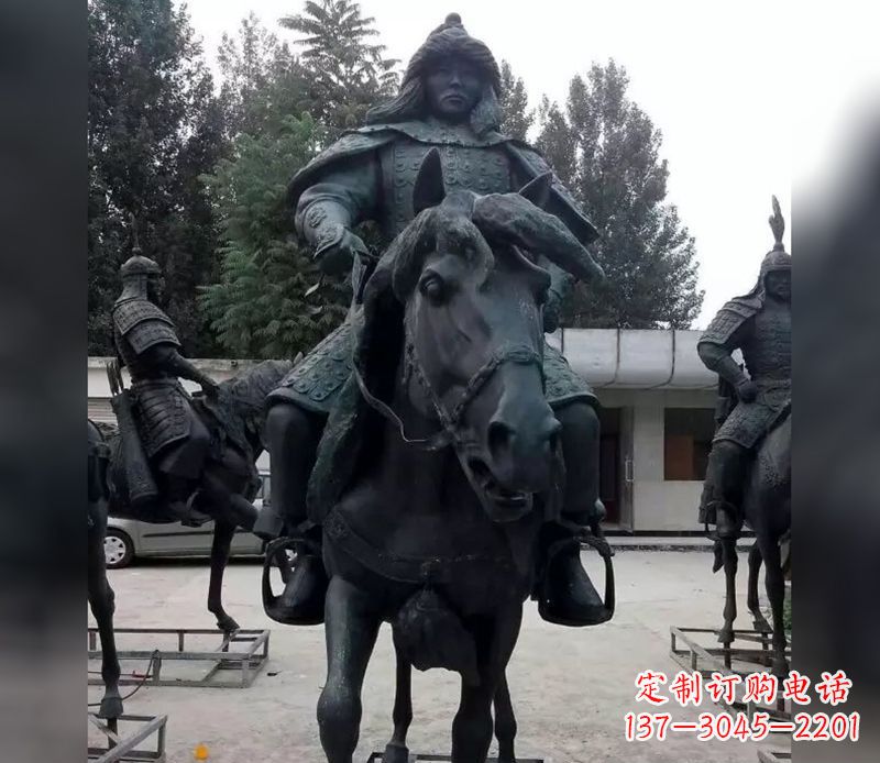 内江英姿飒爽古代将军骑马铜雕
