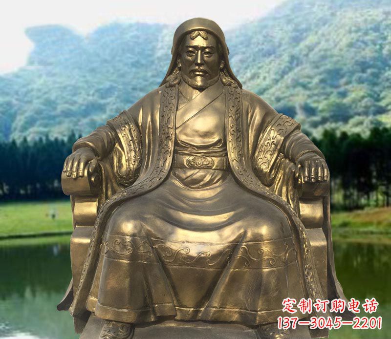 内江古代名人成吉思汗铜雕2
