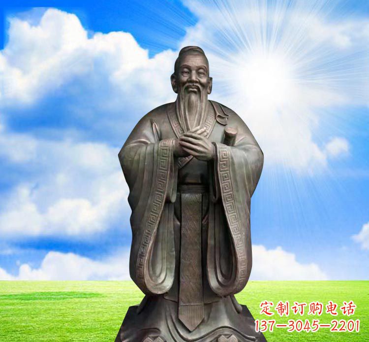 内江古代名人孔子行教像铜雕