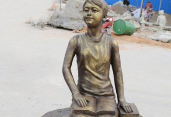 内江铜雕景观摆件——“女孩看书”