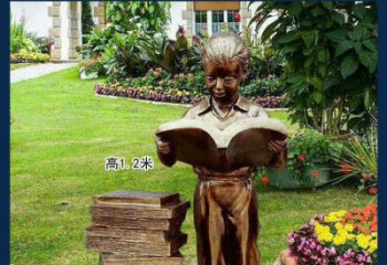 内江西方美女看书人物铜雕塑