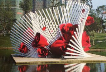内江玫瑰之美，不锈钢艺术雕塑