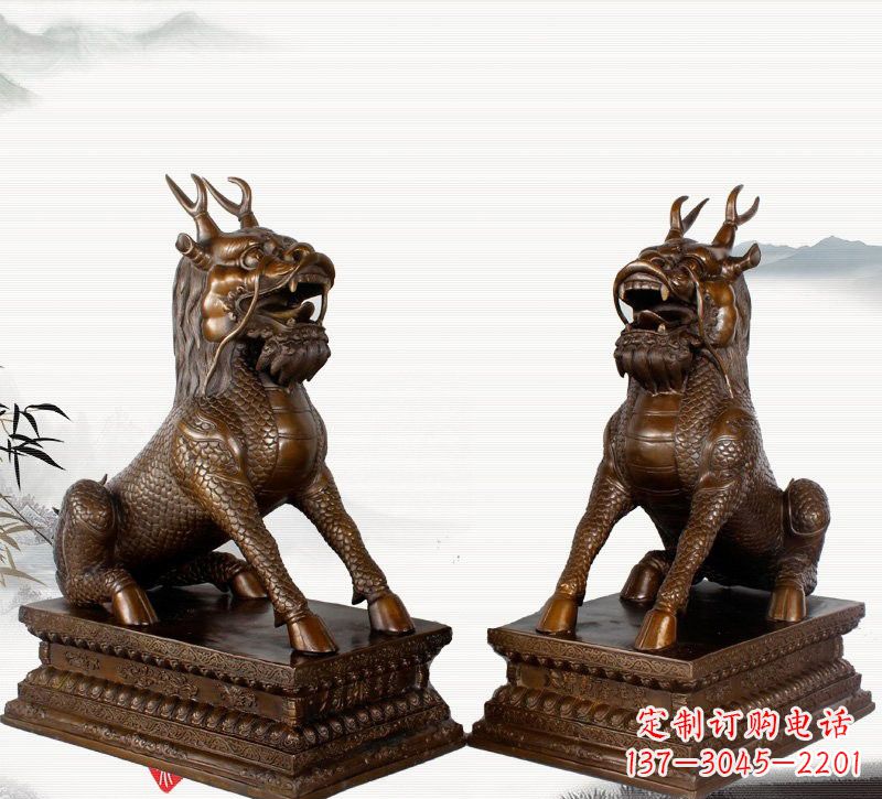 内江古典神麒麟铜雕,馥玉臻品