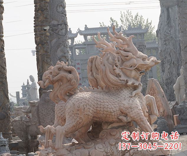 内江中领雕塑:古典麒麟石雕,美丽传承